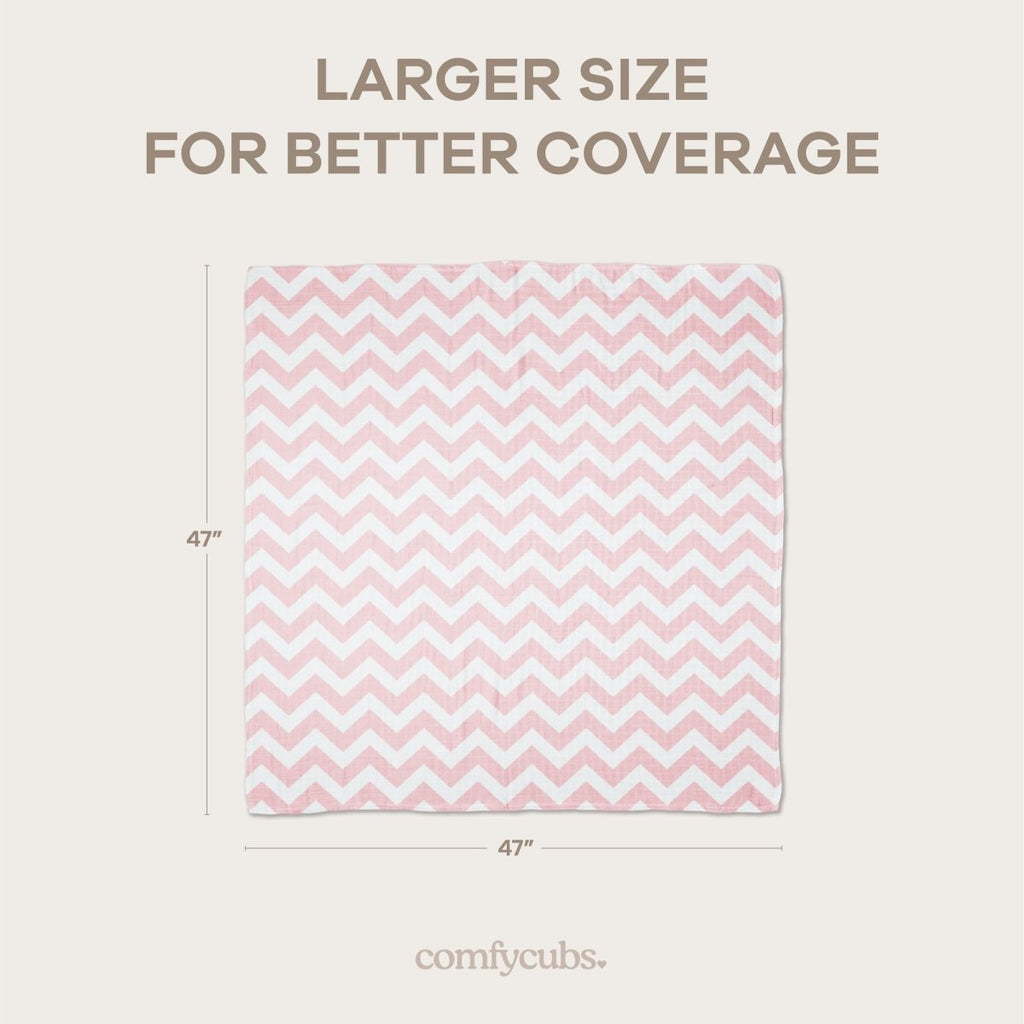 Comfy Cubs Muslin Swaddle Blankets Pack of 4 - 119 x 119 cm, Soft Cotton Baby Blanket Set, Large Swaddling Wraps for Newborns - Self - Soothing Baby Swaddle - Sun, Rainbow, Rain, Doodle - LittleTreasures