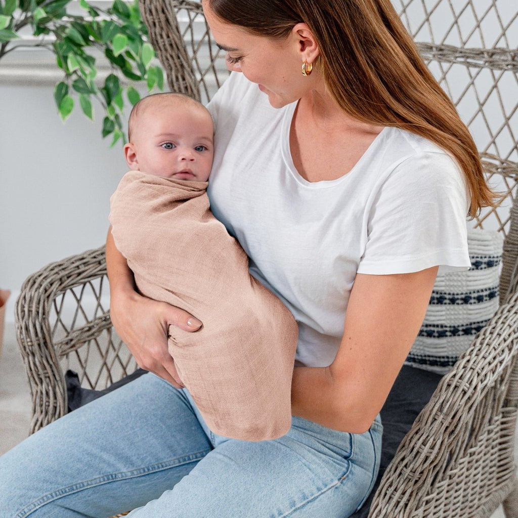 Comfy Cubs Muslin Swaddle Blankets Pack of 4 - 119 x 119 cm, Soft Cotton Baby Blanket Set, Large Swaddling Wraps for Newborns - Self - Soothing Baby Swaddle - Sun, Rainbow, Rain, Doodle - LittleTreasures