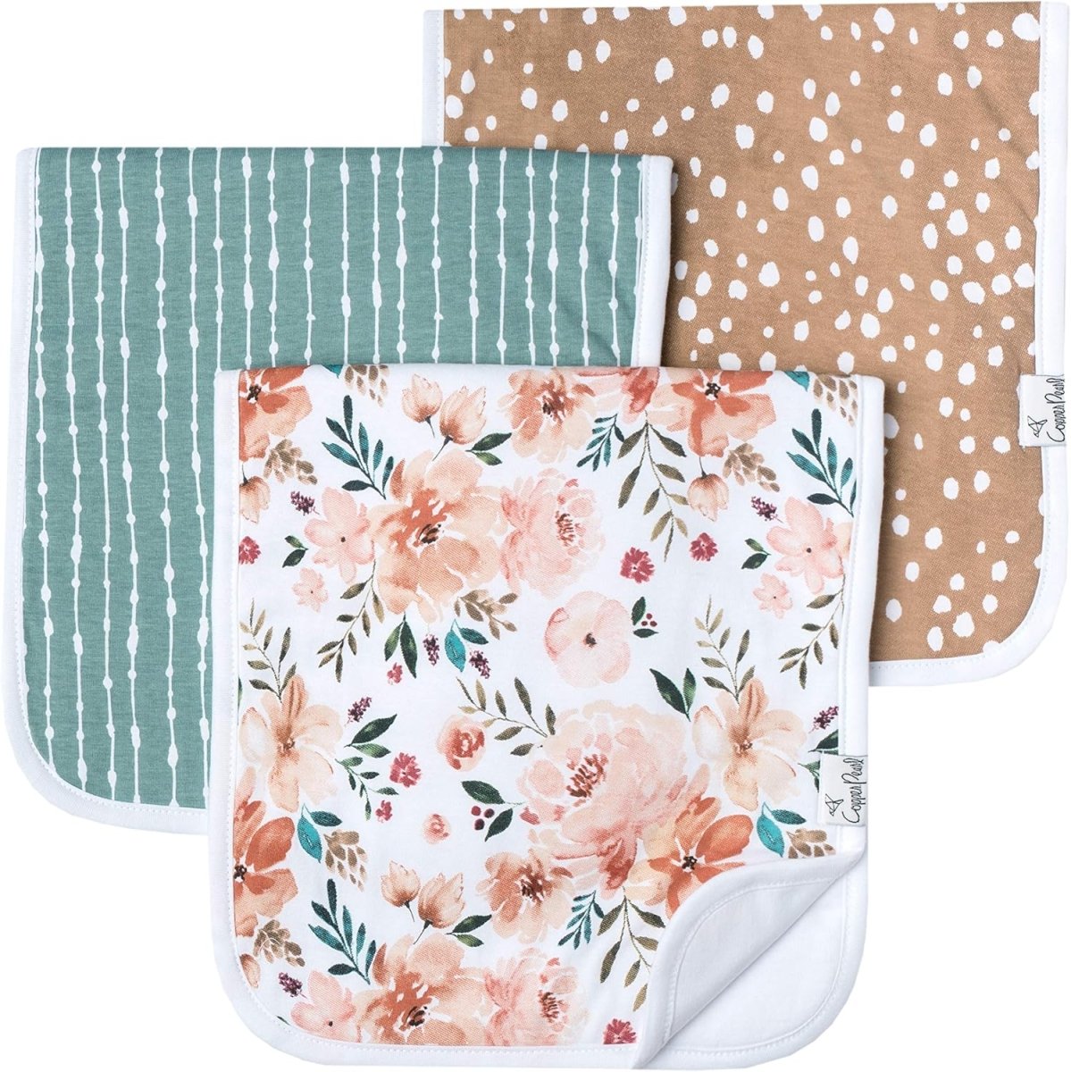 Copper Pearl Baby Burp Cloth Large 21''x10'' Size Premium Absorbent Triple Layer 3 - Pack Gift Set "Autumn" - LittleTreasures