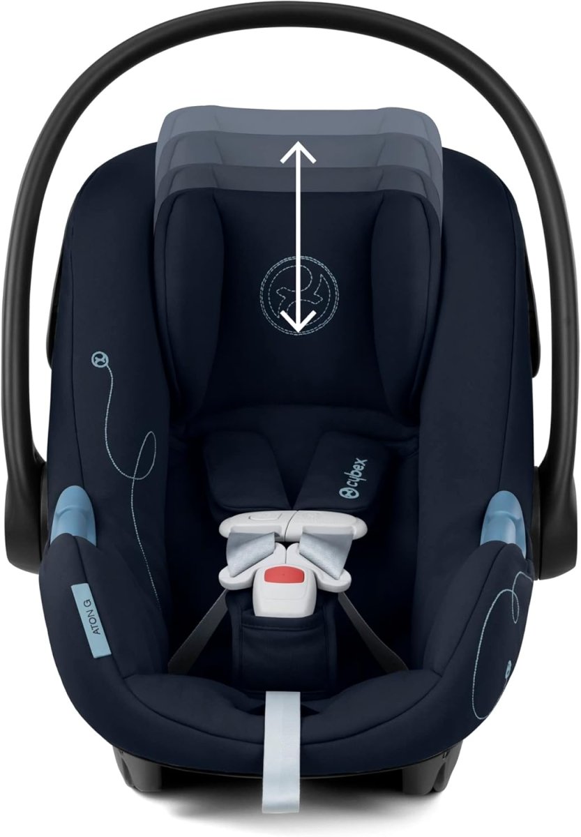Cybex Aton G Swivel Infant Car Seat with SensorSafe, Featuring 180 - Degree Rotating Base for Easy In and Out, Lightweight, Adjustable Head Rest, SAFELOCK™ Belt Tensioner - Ocean Blue - LittleTreasures