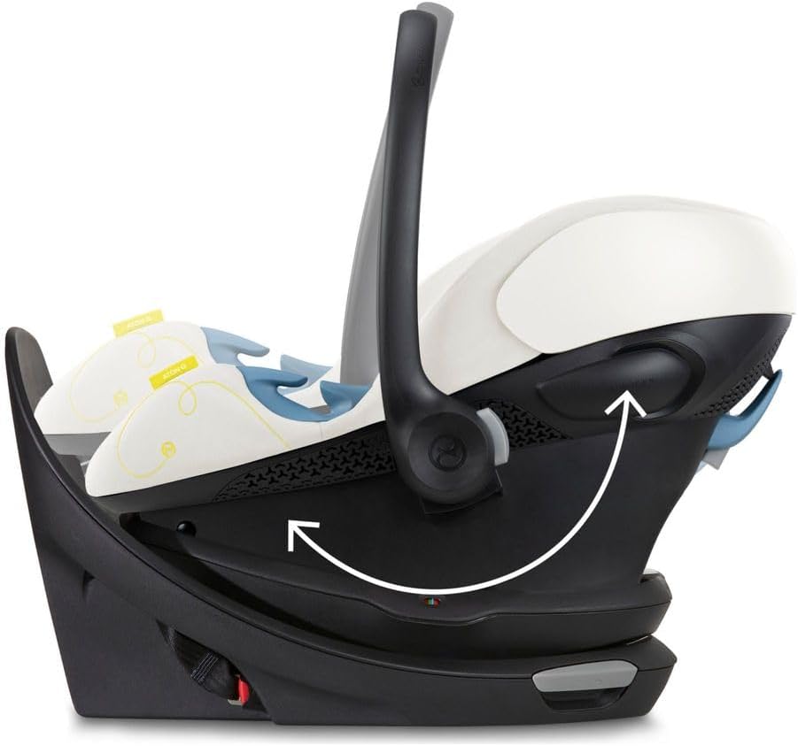 Cybex Aton G Swivel Infant Car Seat with SensorSafe, Featuring 180 - Degree Rotating Base for Easy In and Out, Lightweight, Adjustable Head Rest, SAFELOCK™ Belt Tensioner - Seashell Beige - LittleTreasures