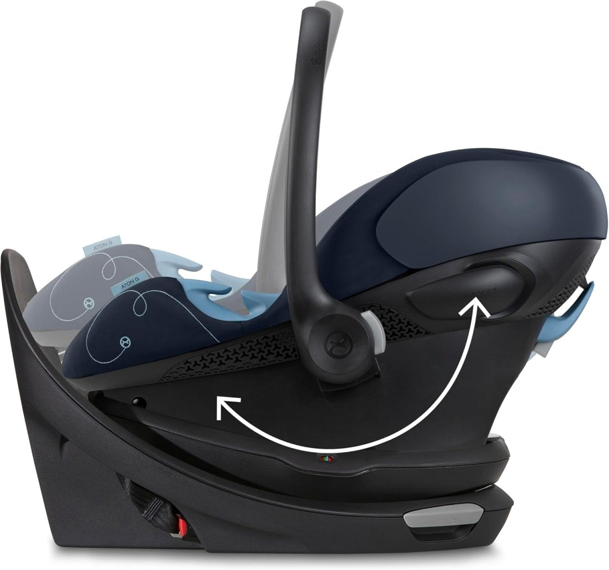 Cybex Aton G Swivel Infant Car Seat with SensorSafe, Featuring 180 - Degree Rotating Base for Easy In and Out, Lightweight, Adjustable Head Rest, SAFELOCK™ Belt Tensioner - Ocean Blue - LittleTreasures