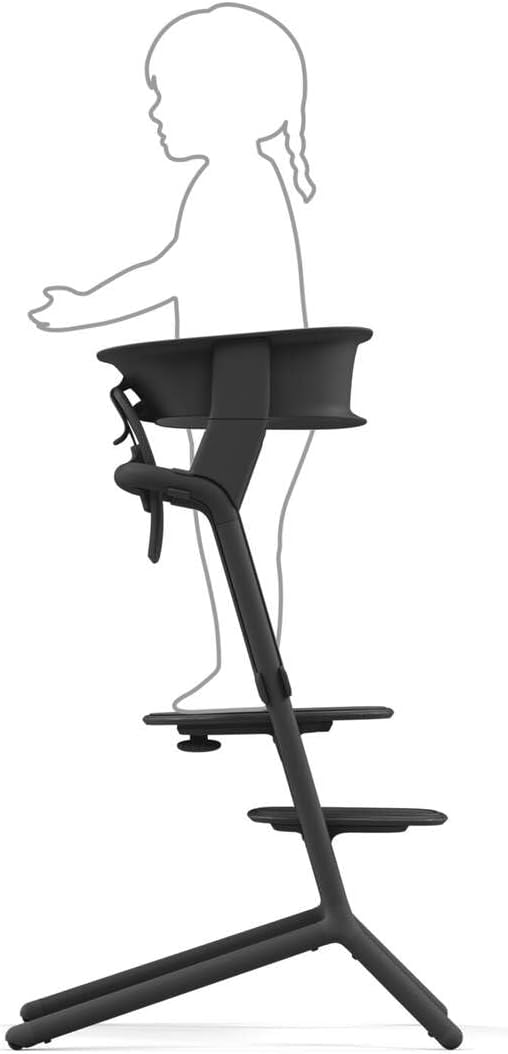 Cybex LEMO High Chair 3 - in - 1 Set with Baby Set + Snack Tray - Modern Design, One - Hand Depth & Height Adjustment & Anti - Tip Wheels - from 6 Months, Convertible to Adult Chair, Stunning Black - LittleTreasures