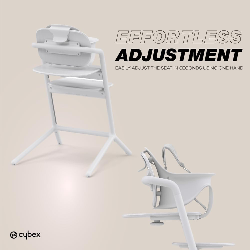 Cybex LEMO High Chair 3 - in - 1 Set with Baby Set + Snack Tray - Modern Design, One - Hand Depth & Height Adjustment & Anti - Tip Wheels - from 6 Months, Convertible to Adult Chair, Stunning Black - LittleTreasures