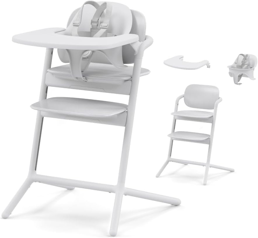 Cybex LEMO High Chair 3 - in - 1 Set with Baby Set + Snack Tray - Modern Design, One - Hand Depth & Height Adjustment & Anti - Tip Wheels - from 6 Months, Convertible to Adult Chair, Stunning Black - LittleTreasures