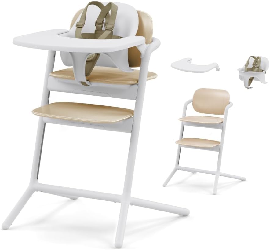 Cybex LEMO High Chair 3 - in - 1 Set with Baby Set + Snack Tray - Modern Design, One - Hand Depth & Height Adjustment & Anti - Tip Wheels - from 6 Months, Convertible to Adult Chair, Stunning Black - LittleTreasures