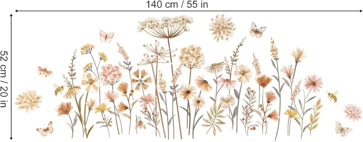 decalmile Boho Garden Flower Wall Decals Wildflower Floral Dandelion Daisy Wall Stickers Baby Nursery Girls Room Bedroom Wall Decor - LittleTreasures