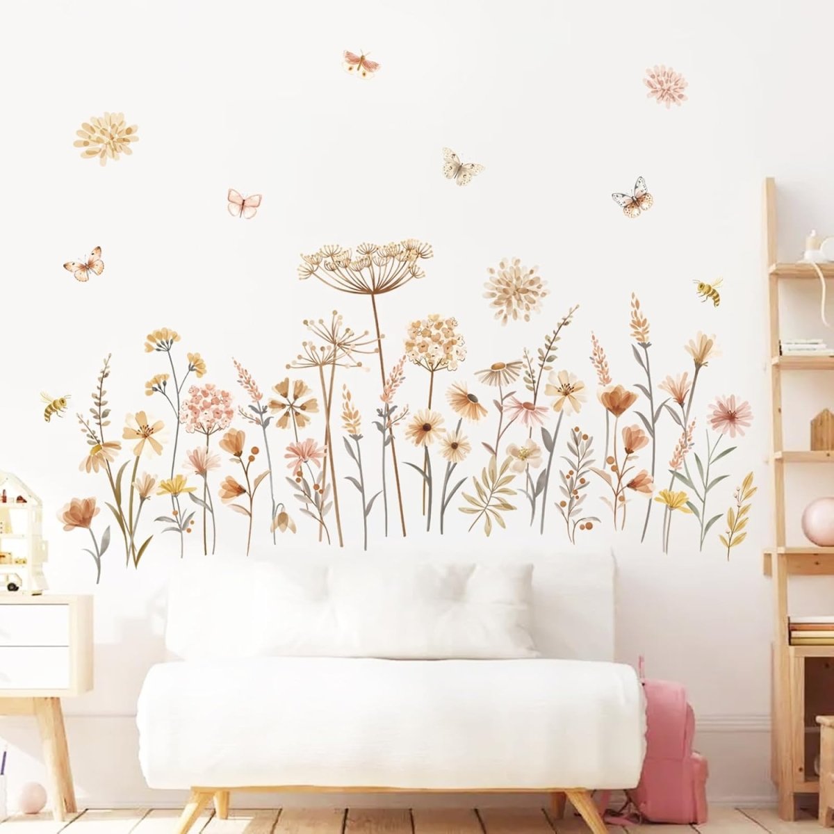 decalmile Boho Garden Flower Wall Decals Wildflower Floral Dandelion Daisy Wall Stickers Baby Nursery Girls Room Bedroom Wall Decor - LittleTreasures