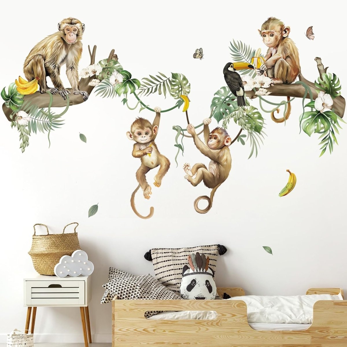 decalmile Jungle Animals Tree Wall Decals Elephant Giraffe Lion Safari Wall Stickers Baby Nursery Kids Bedroom Living Room Wall Decor - LittleTreasures