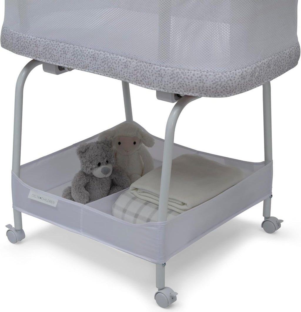 Delta Children Sweet Breeze Bassinet with Airflow Mesh, Alloy - LittleTreasures