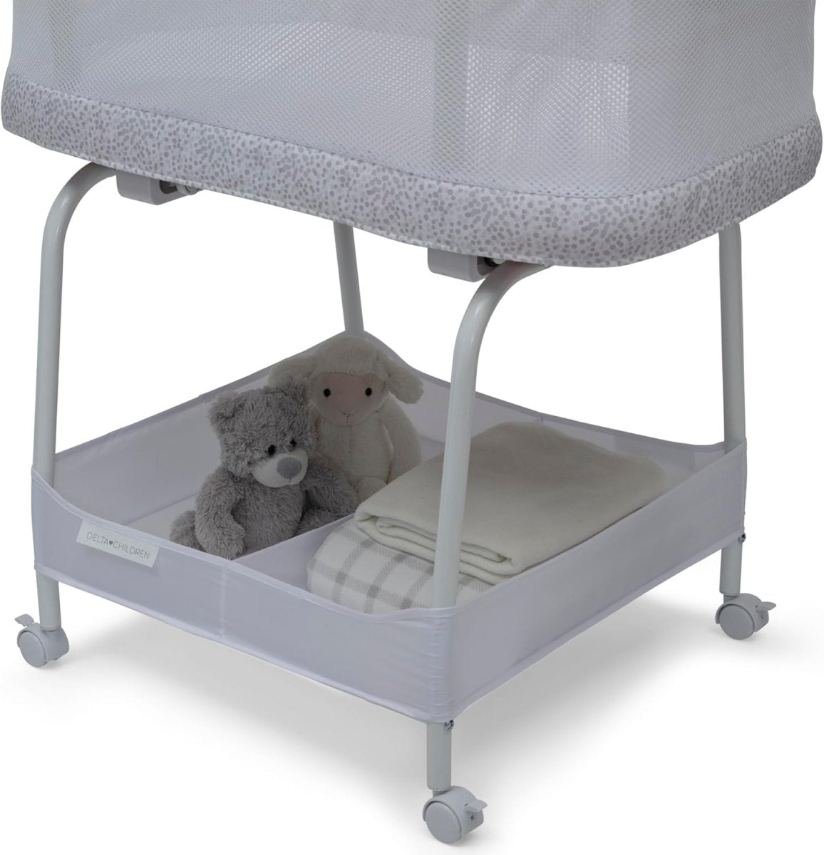Delta Children Sweet Breeze Bassinet with Airflow Mesh, Alloy - LittleTreasures