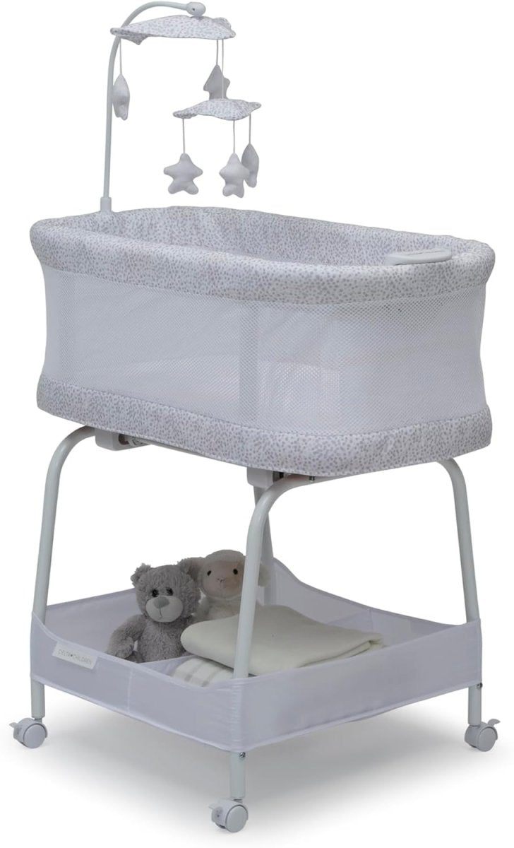 Delta Children Sweet Breeze Bassinet with Airflow Mesh, Alloy - LittleTreasures