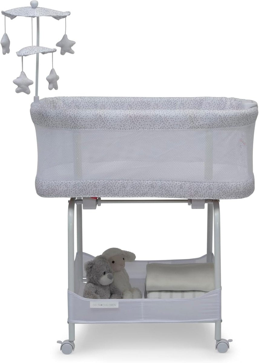 Delta Children Sweet Breeze Bassinet with Airflow Mesh, Alloy - LittleTreasures