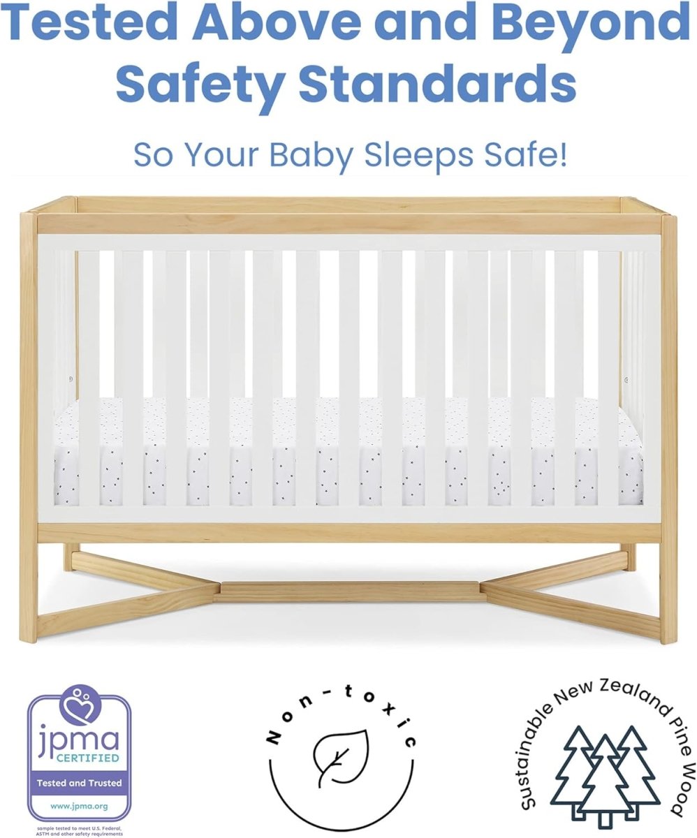 Delta Children Tribeca 4 - in - 1 Baby Convertible Crib, Bianca White/Natural - LittleTreasures