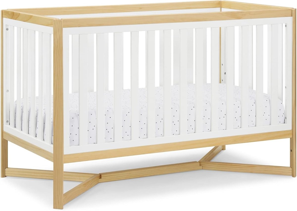 Delta Children Tribeca 4 - in - 1 Baby Convertible Crib, Bianca White/Natural - LittleTreasures