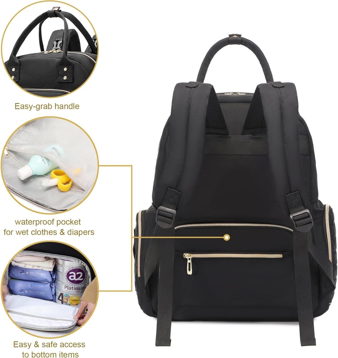 Diaper Bag Backpack Mommy Hospital Baby Bags for Girls Boys Multifunction Large Laptop Travel Backpack Mom Dad Diaper Bag with Changing Pad Waterproof Fashion Maternity Baby Diaper Bag Tote - LittleTreasures