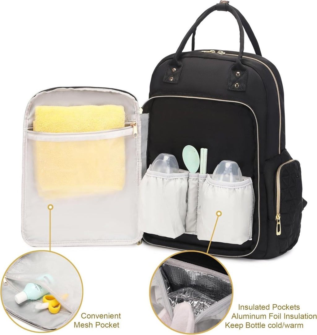 Diaper Bag Backpack Mommy Hospital Baby Bags for Girls Boys Multifunction Large Laptop Travel Backpack Mom Dad Diaper Bag with Changing Pad Waterproof Fashion Maternity Baby Diaper Bag Tote - LittleTreasures