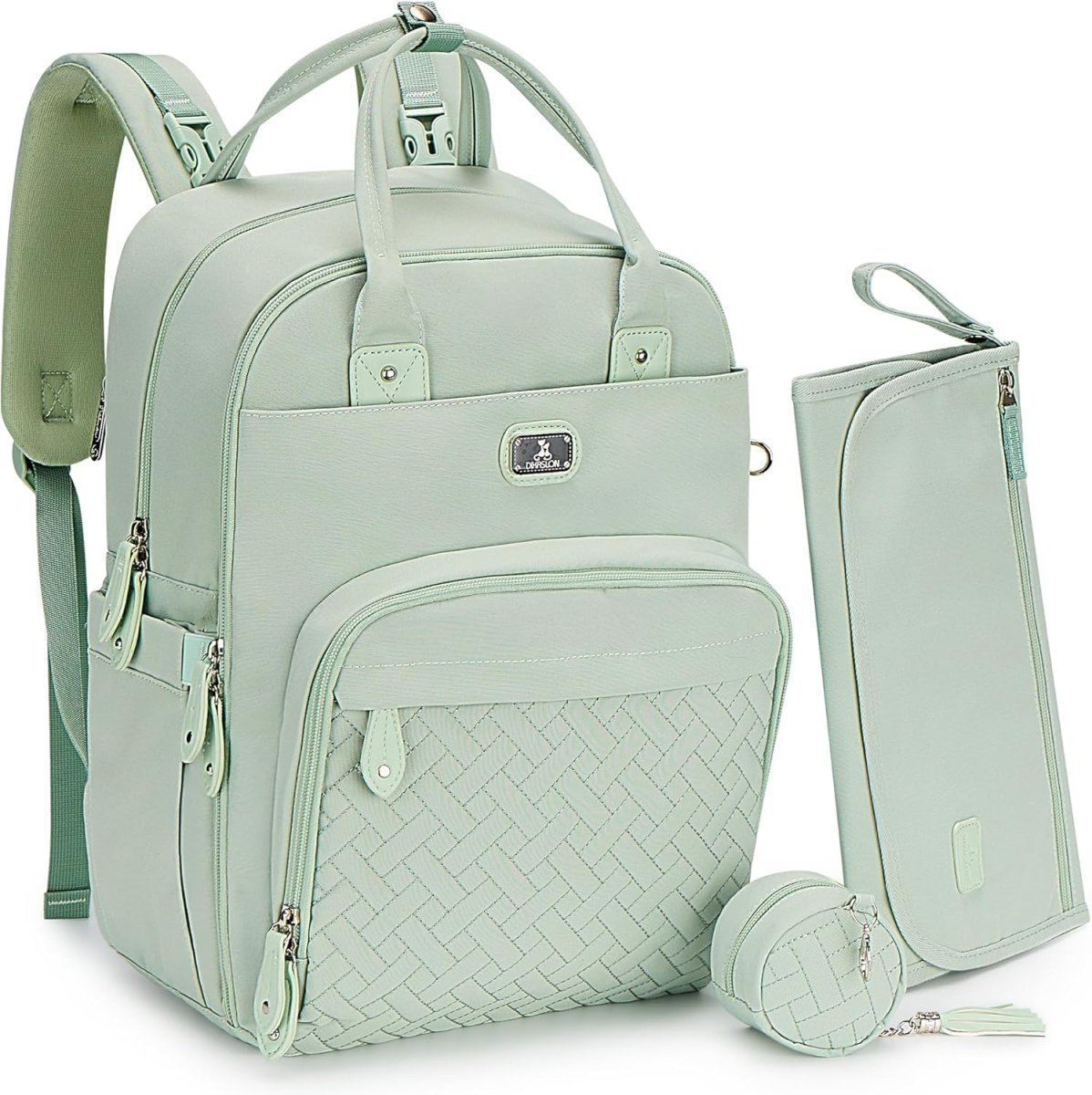 Diaper Bag Backpack with Portable Changing Pad, Pacifier Case and Stroller Straps - LittleTreasures