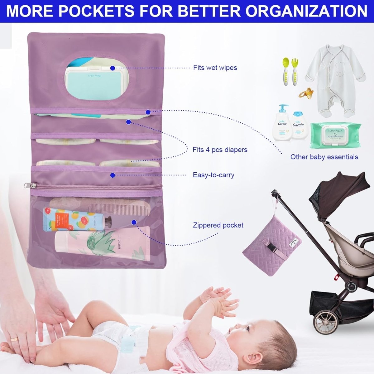 Diaper Bag Tote: Large capacity Mommy Bag, Baby Bag… - LittleTreasures