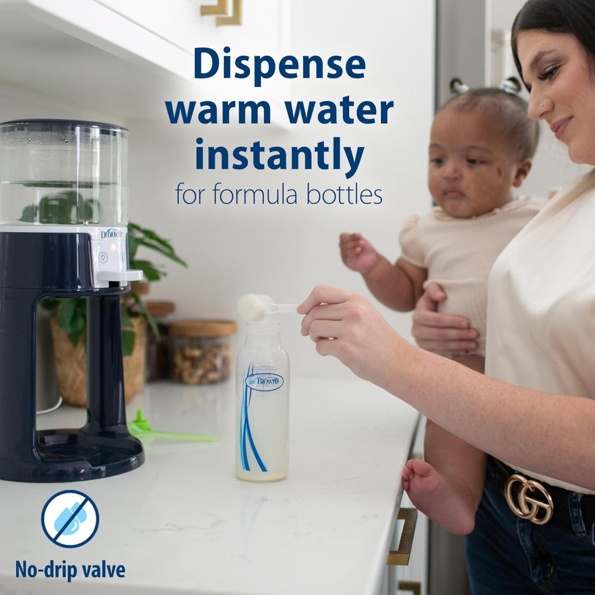 Dr. Brown’s Insta - Prep Warm Water Dispenser to Instantly Prepare Baby’s Formula Bottle, Large Capacity Glass Tank with 3 Temperature Settings, Blue - LittleTreasures