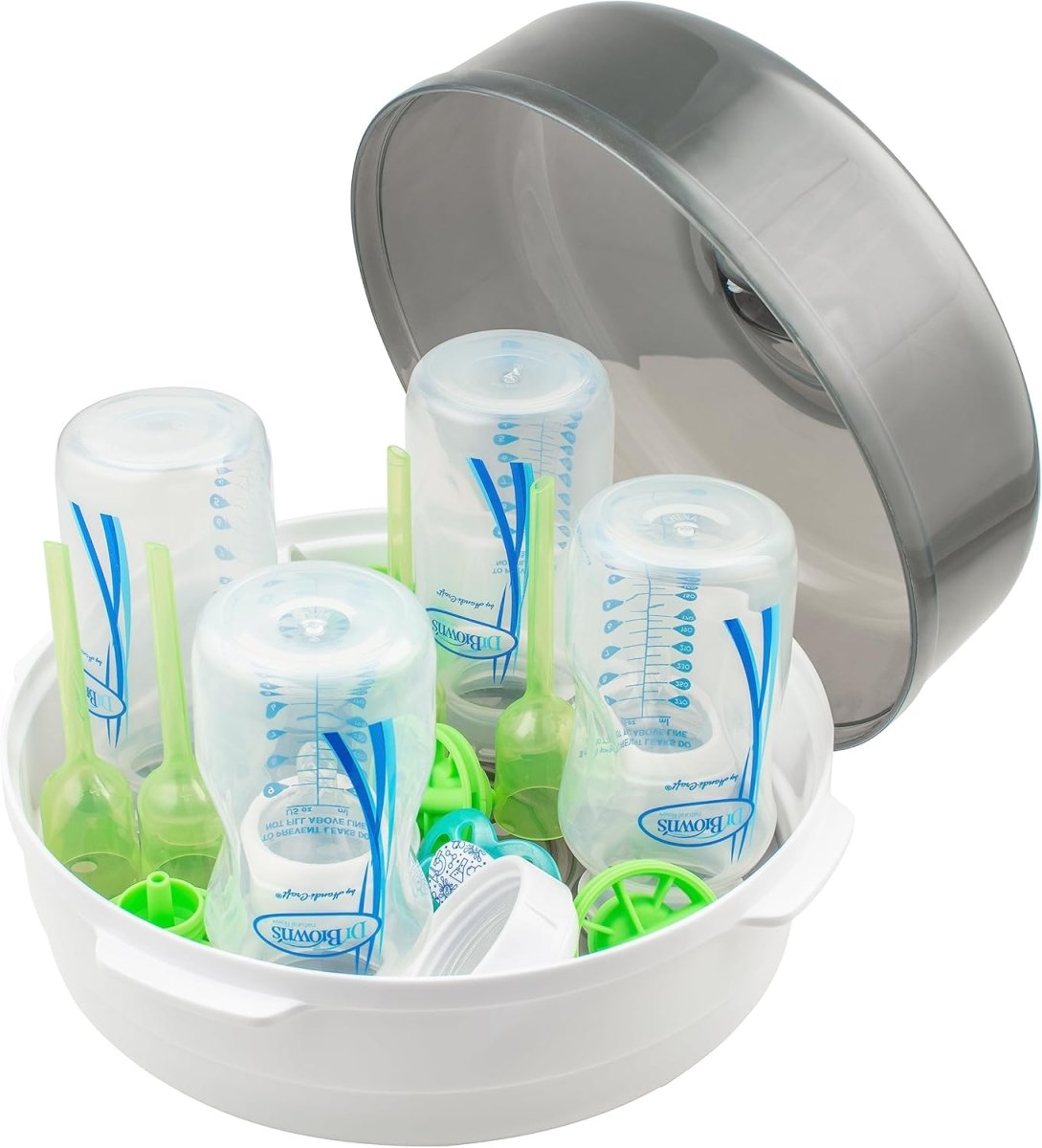 Dr. Brown's Microwave Steam - for Baby Bottles, Nipples, Bottle Parts, Pacifiers, Teethers and Breast Pump Parts - LittleTreasures