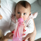 Dr. Brown's Options+ Baby Bottles Pink Gift Set with Silicone Teether, Pink Sippy Cup, Pink Bottle Brush and Travel Caps, Includes 6 Narrow Pink Baby Bottles - LittleTreasures