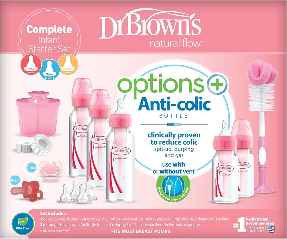 Dr. Brown's Options+ Complete Infant Starter Set/Pink + Dr. Brown's Deluxe Electric for Baby Bottles and Other Baby Essentials - LittleTreasures