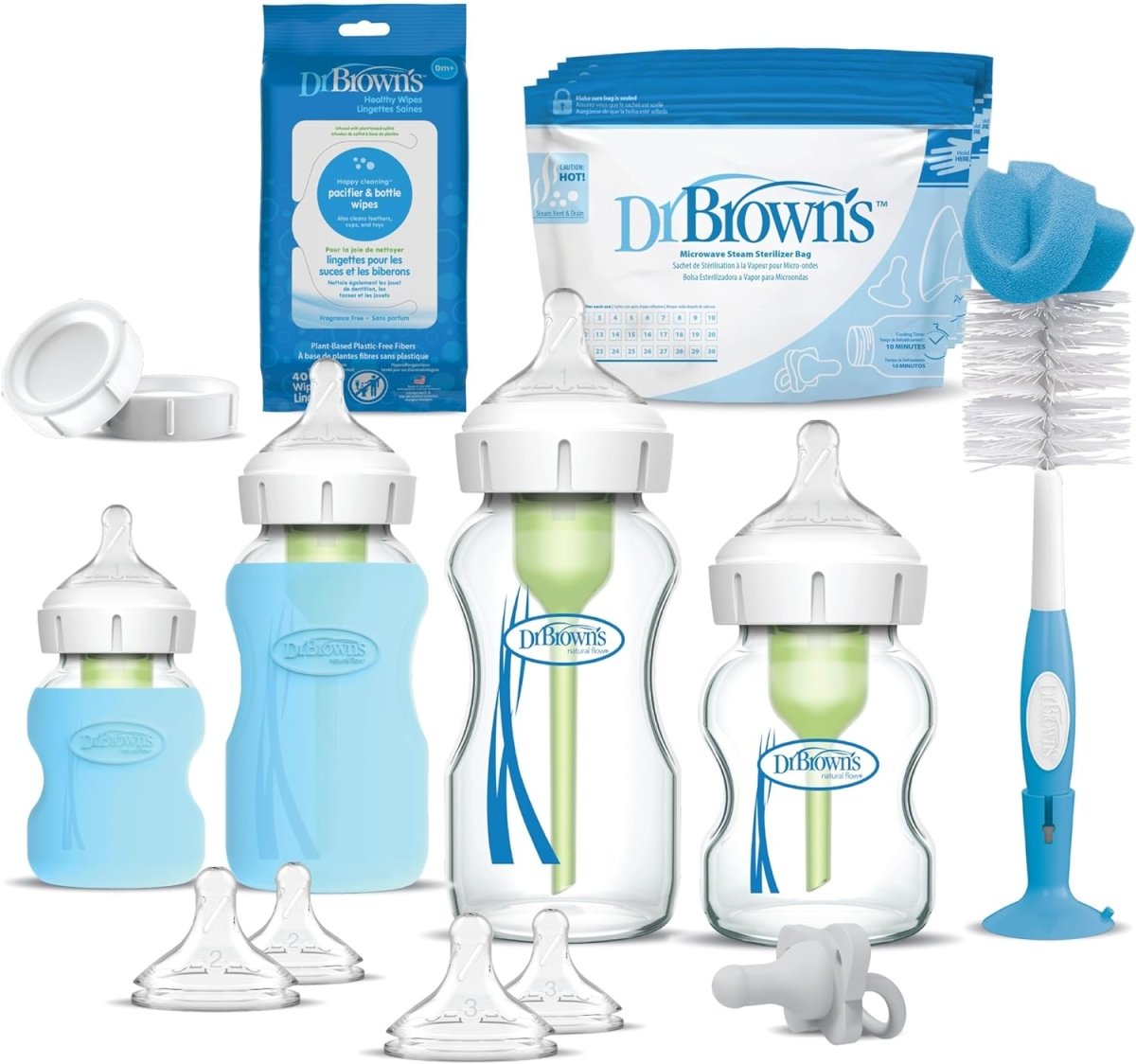 Dr. Brown’s Options + Wide - Neck Glass Baby Bottle Starter Set - LittleTreasures
