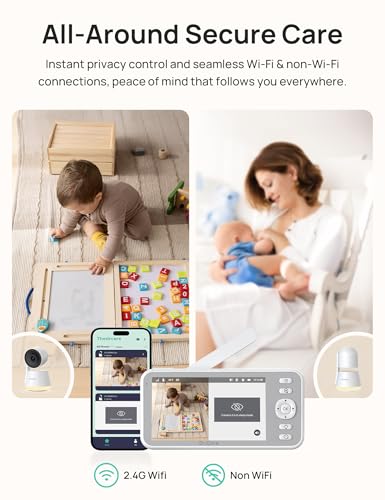 Dr.Care LumiView Smart WiFi Baby Monitor - 5" 1080P FHD & 2K Camera App Control, Privacy Mode, 5000mAh Removable Battery,Cry & Motion Alerts, HD Night Vision, RGB Night Light, Multi - User, 1279ft Range - LittleTreasures