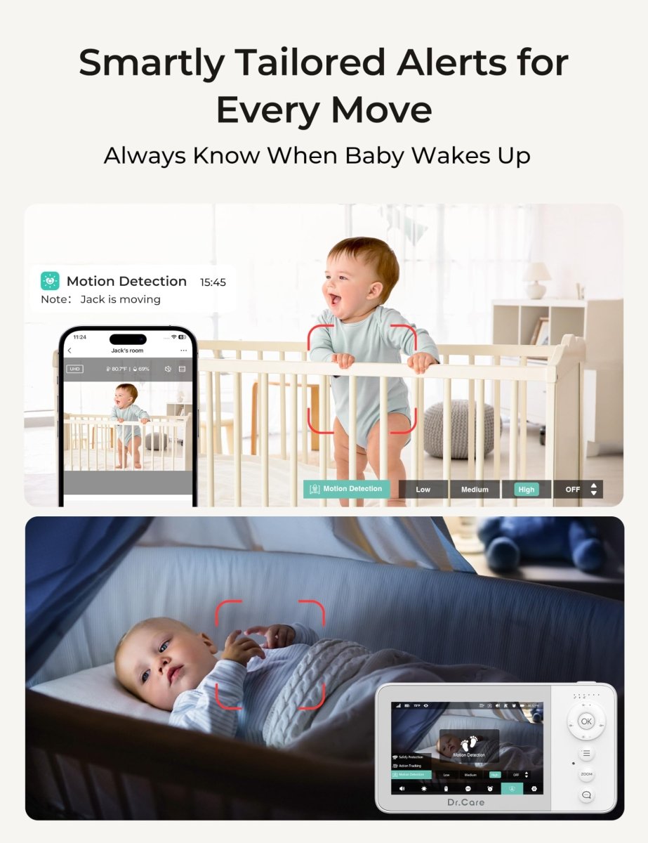 Dr.Care VistaView Lite RB Smart WiFi Baby Monitor - 4” 720P Split Screen & 1080P Camera App Control, Motion Alerts, 2500mAh Removable Battery, HD Night Vision, 2 - Way Talk, Multi - User, Triple Security - LittleTreasures