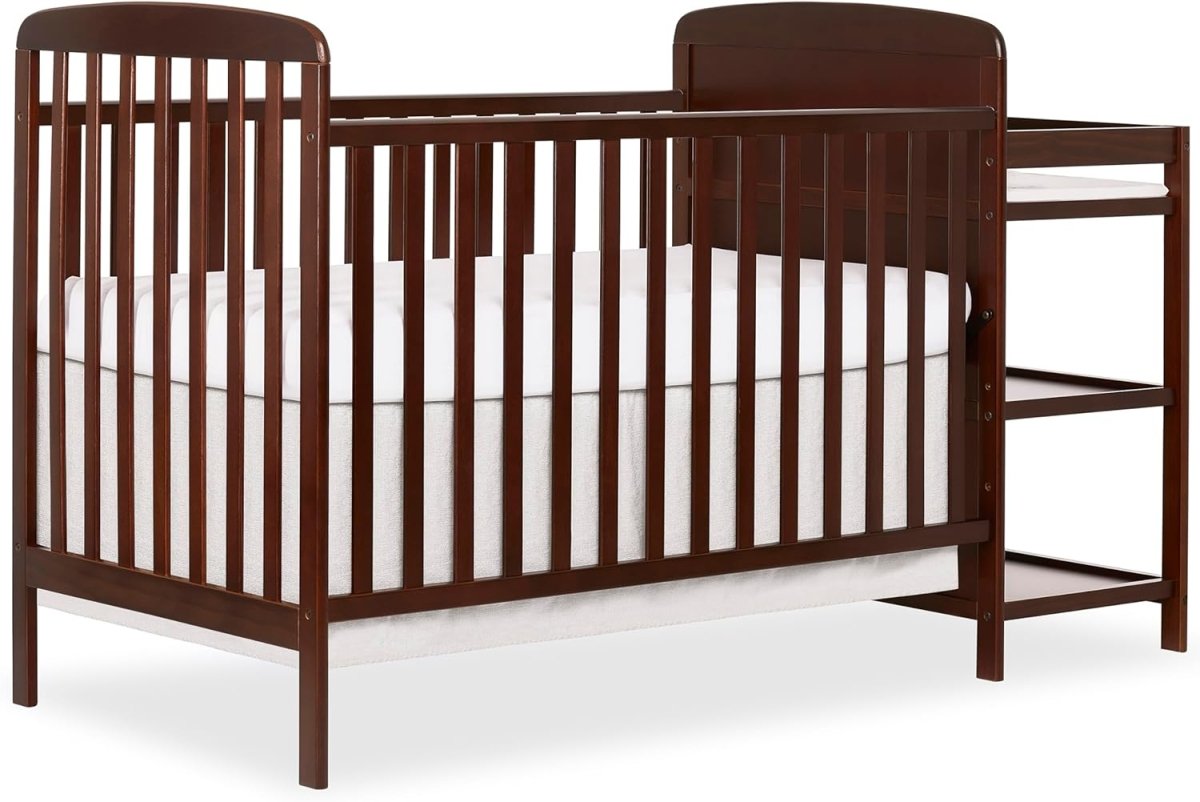 Dream On Me Anna 3 - In - 1 Full Size Crib And Changing Table Combo In Espresso, Greenguard Gold Certified, Non Toxic Finish, Wooden Nursery Furniture, Functional Crib - LittleTreasures