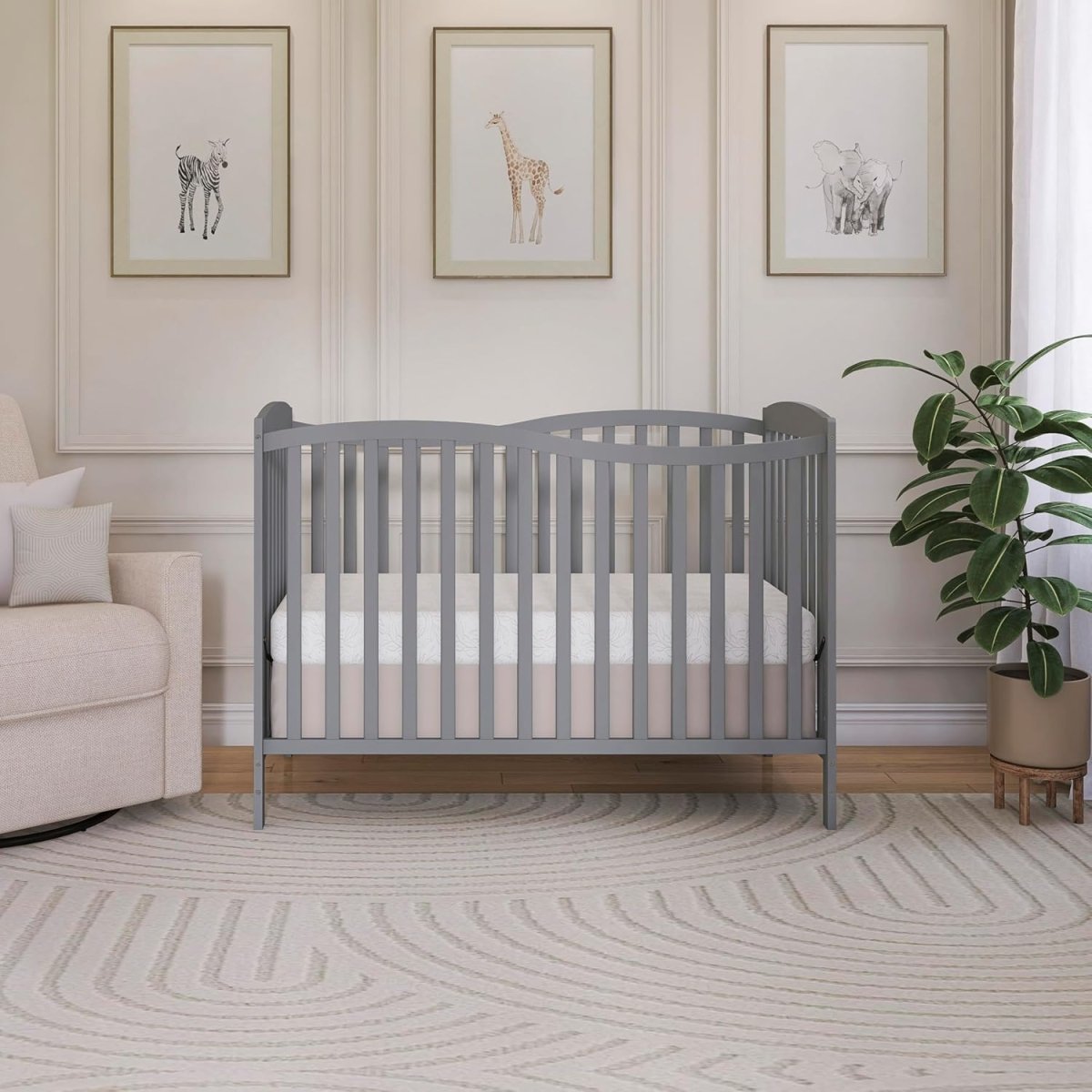 Dream On Me Chelsea 5 - In - 1 Convertible Crib In Strom Grey, 4 Mattress Height Positions, Non Toxic Finish, JPMA Certified, Made Of Sustainable And Sturdy Pinewood - LittleTreasures