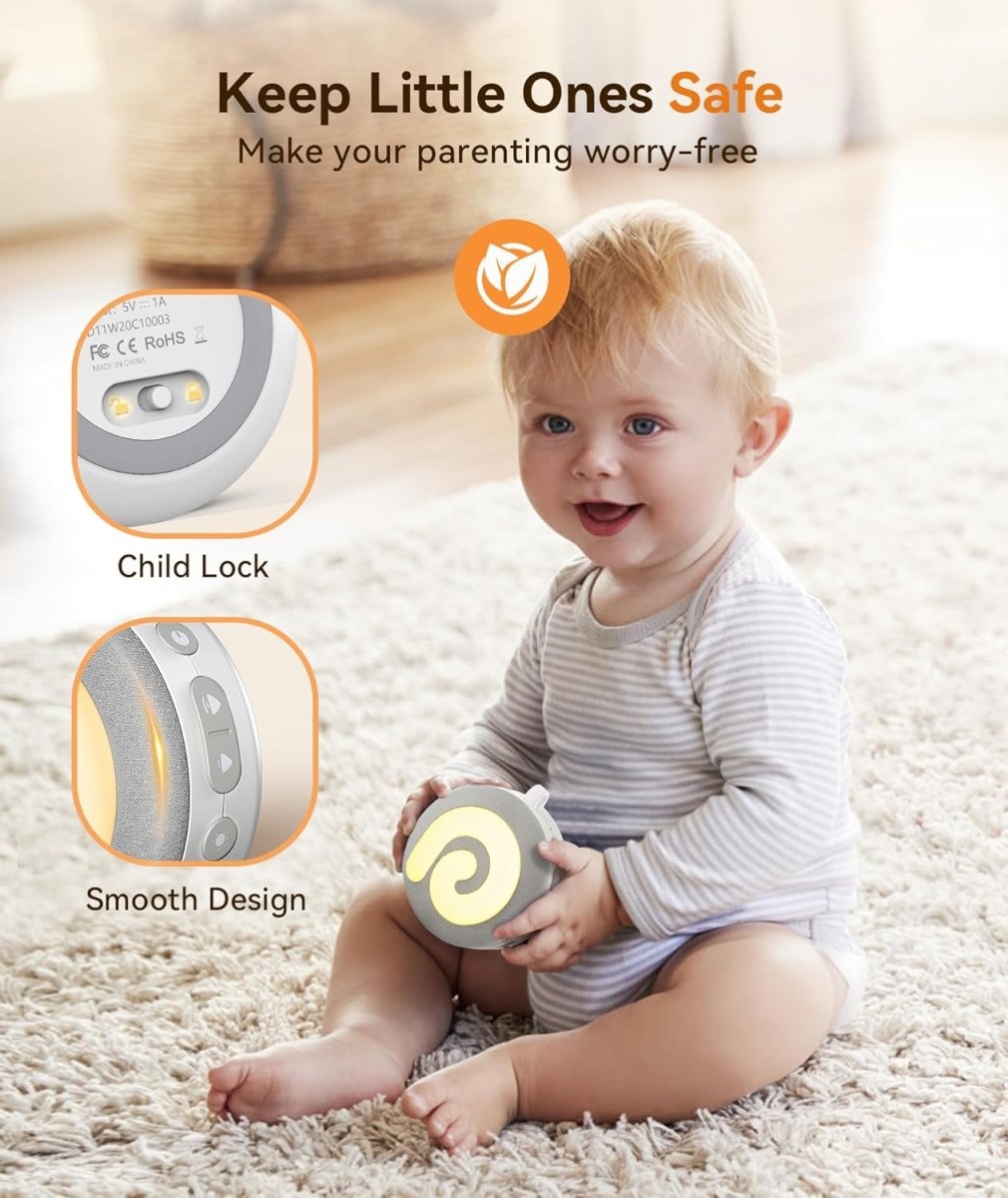 Dreamegg Portable Sound Machine for Baby Kids, White Noise Machine for Sleeping,Night Light,21 Soothing Sounds, Volume Control, Child Lock, USB Rechargeable Sound Machine Baby for Travel - LittleTreasures