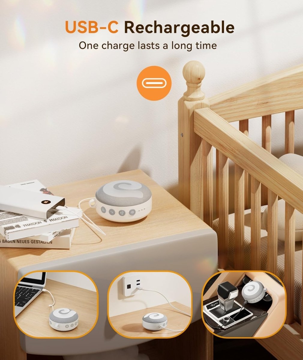 Dreamegg Portable Sound Machine for Baby Kids, White Noise Machine for Sleeping,Night Light,21 Soothing Sounds, Volume Control, Child Lock, USB Rechargeable Sound Machine Baby for Travel - LittleTreasures