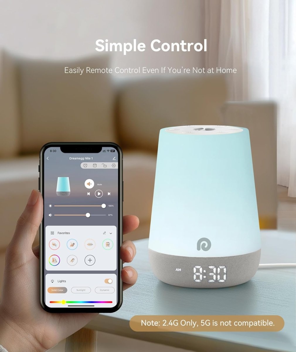 Dreamegg Sound Machine Baby - Kids Sleep Training Clock with Baby Night Light, White Noise Sound Machine for Sleeping, 34 Soothing Sounds, Smart Control, Sleep Routine Alarm Clock for Toddler Bedroom - LittleTreasures