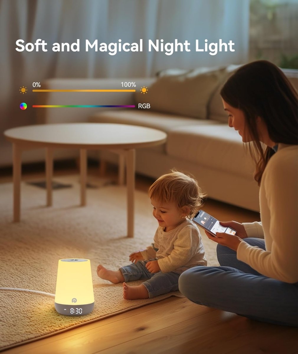 Dreamegg Sound Machine Baby - Kids Sleep Training Clock with Baby Night Light, White Noise Sound Machine for Sleeping, 34 Soothing Sounds, Smart Control, Sleep Routine Alarm Clock for Toddler Bedroom - LittleTreasures