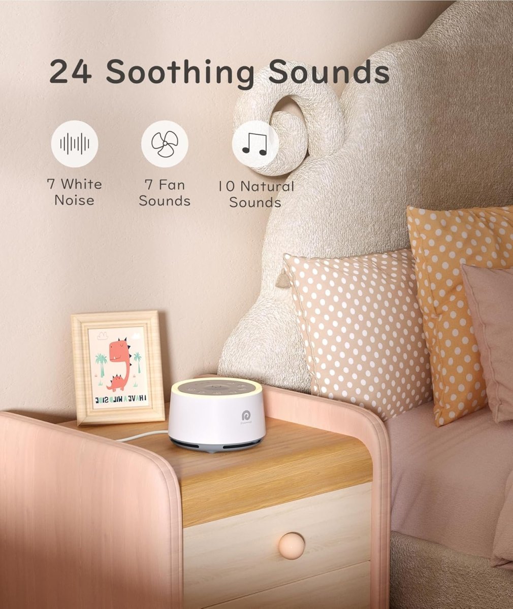 Dreamegg White Noise Machine - Sound Machine for Sleeping&Relaxing,24 Soothing Sounds, 3 Auto - off Timer,Soothing Night Light,Noise Machine for Baby/Kid/Adults/Office, USB or DC Powered - LittleTreasures