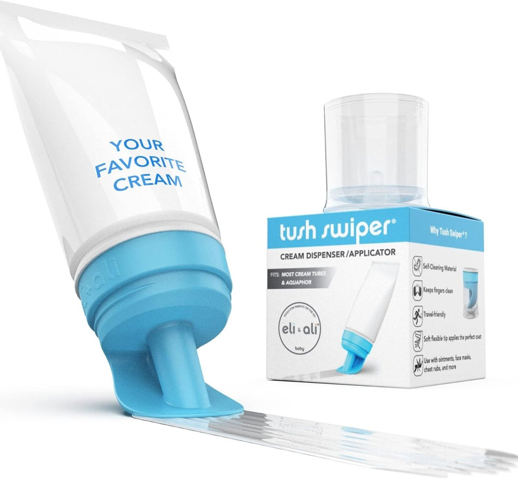 Eli & Ali Tush Swiper - Diaper Rash Cream & Butt Paste Applicator - Universal Fit for Most Diaper Creams | Mess - Free & Hygienic Alternative to Cream Spatula - Carry Less Baby Gear - Blue, 1 Pack - LittleTreasures