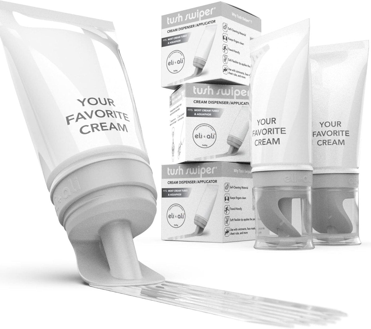 Eli & Ali Tush Swiper - Diaper Rash Cream & Butt Paste Applicator - Universal Fit for Most Diaper Creams | Mess - Free & Hygienic Alternative to Cream Spatula - Carry Less Baby Gear - Orange, 1 Pack - LittleTreasures