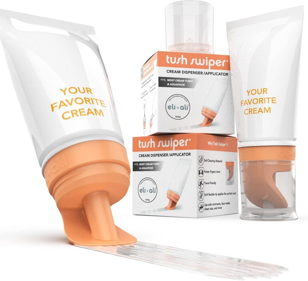 Eli & Ali Tush Swiper - Diaper Rash Cream & Butt Paste Applicator - Universal Fit for Most Diaper Creams | Mess - Free & Hygienic Alternative to Cream Spatula - Carry Less Baby Gear - Orange, 1 Pack - LittleTreasures