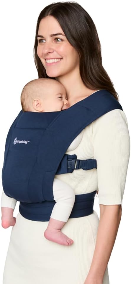 Ergobaby Embrace Baby Carrier Newborn to Toddler - Breathable Baby Carriers for Summer - Cozy Essentials (7 - 25 Pounds), Ponte Knit, Midnight Blue - LittleTreasures