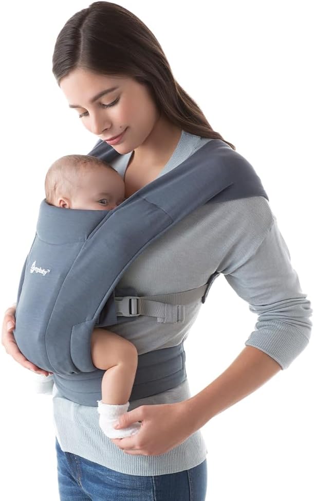 Ergobaby Embrace Cozy Newborn Baby Wrap Carrier (7 - 25 Pounds), Ponte Knit, Heather Grey - LittleTreasures