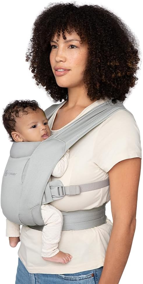 Ergobaby Embrace Cozy Newborn Baby Wrap Carrier (7 - 25 Pounds), Ponte Knit, Soft Grey - LittleTreasures
