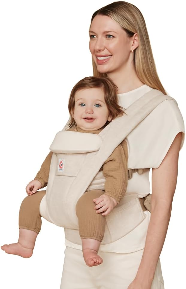 Ergobaby Omni Deluxe All Carry Positions Breathable Mesh Baby Carrier with Enhanced Lumbar Support & Airflow, Newborn to Toddler, (Holds 7 - 45 lbs), Natural Beige - LittleTreasures