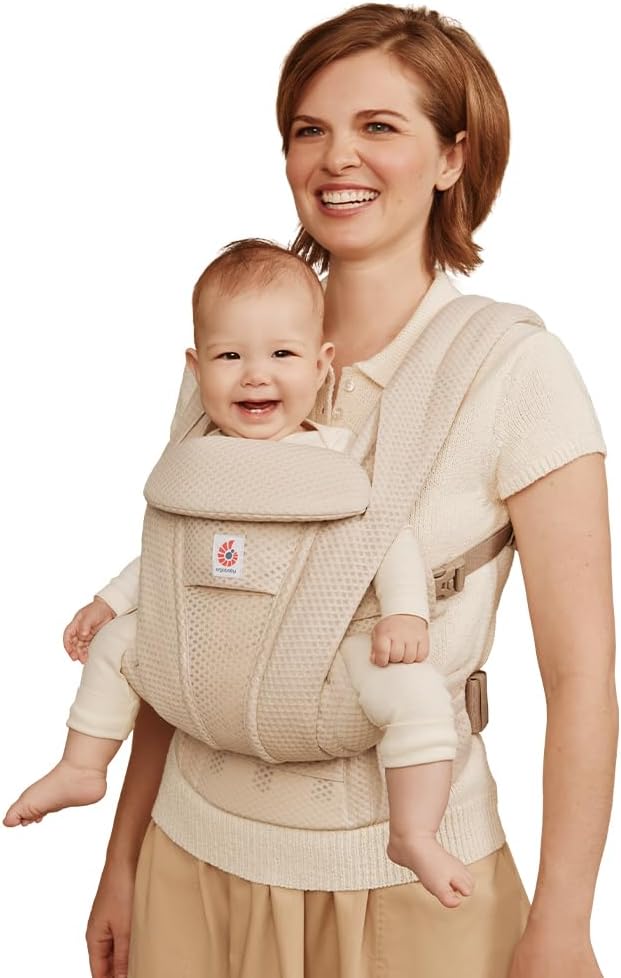 Ergobaby Omni Deluxe All Carry Positions Breathable Mesh Baby Carrier with Enhanced Lumbar Support & Airflow, Newborn to Toddler, (Holds 7 - 45 lbs), Natural Beige - LittleTreasures