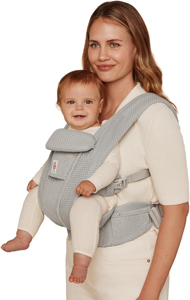 Ergobaby Omni Deluxe All Carry Positions Breathable Mesh Baby Carrier with Enhanced Lumbar Support & Airflow, Newborn to Toddler, (Holds 7 - 45 lbs), Natural Beige - LittleTreasures