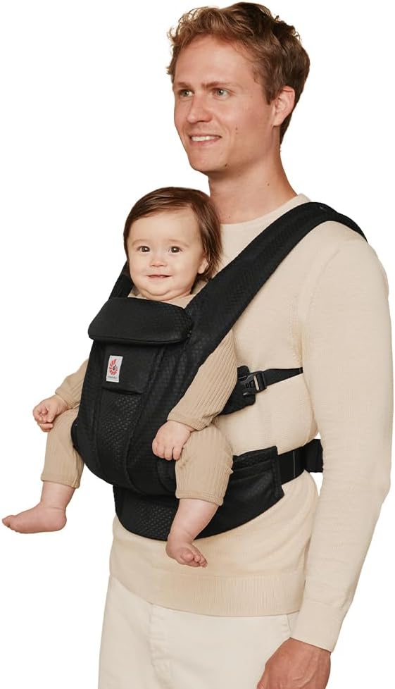 Ergobaby Omni Deluxe All Carry Positions Breathable Mesh Baby Carrier with Enhanced Lumbar Support & Airflow, Newborn to Toddler, (Holds 7 - 45 lbs), Natural Beige - LittleTreasures