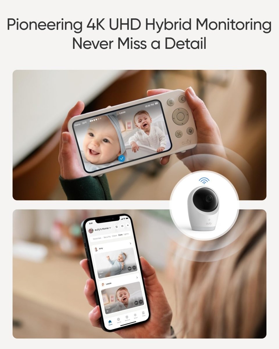 eufy Baby Monitor E21 Add - On Camera, 4K UHD Resolution, 330° Pan and 60° Tilt, 8× Zoom, Night Vision, 5000mAh Built - in Battery, ANR - LittleTreasures