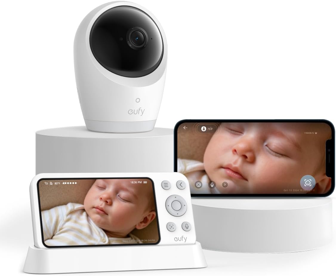 eufy Baby Monitor E21 with 4K Camera, Hybrid Wi - Fi and No Wi - Fi Connection, App and Monitor Control, Ultra - Clear Night View, Pan - Tilt, 8× Zoom, Portable Camera with Built - In Battery, ANR, Smart Alerts - LittleTreasures