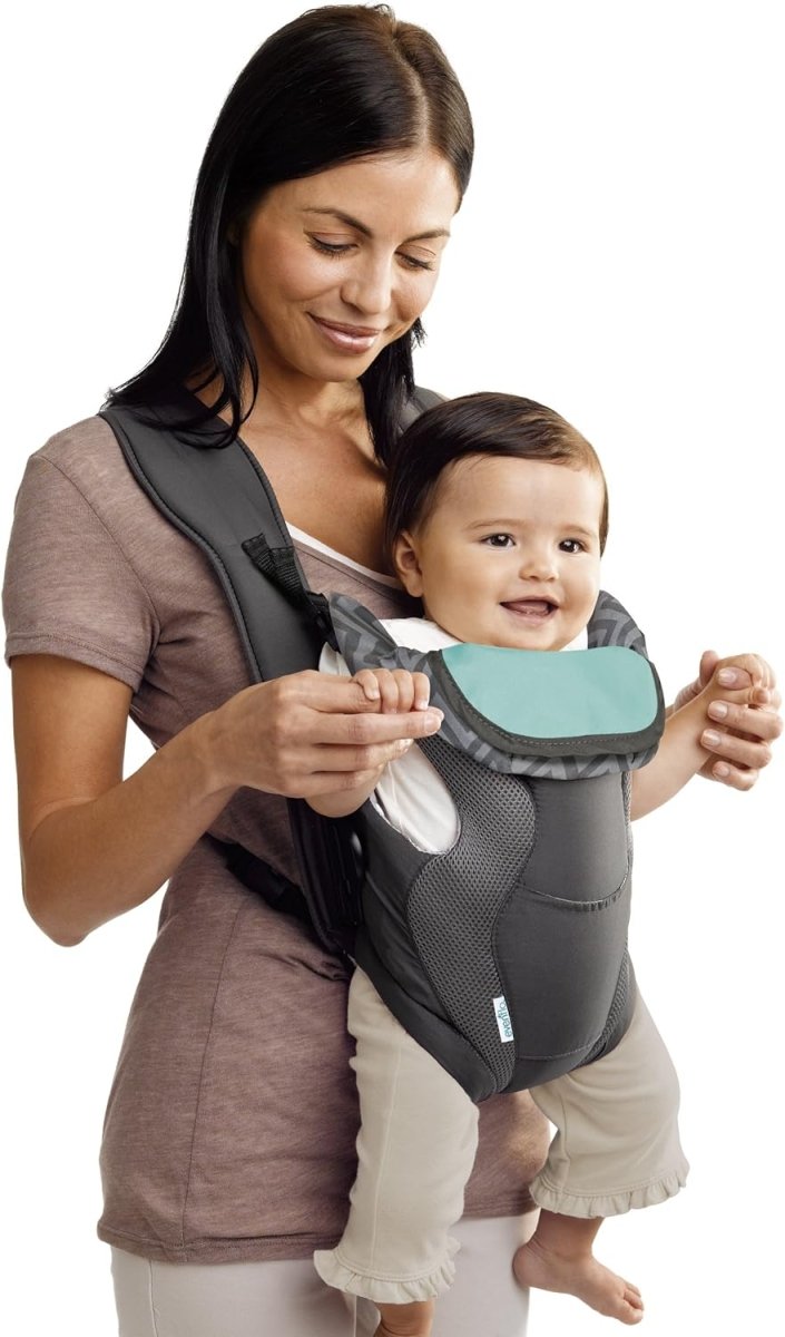 Evenflo Breathable Carrier Gray Chevron, Black, Gray, Teal - LittleTreasures